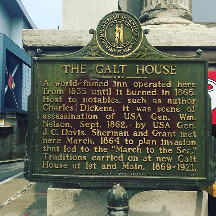 Historic plaque for the Galt House
